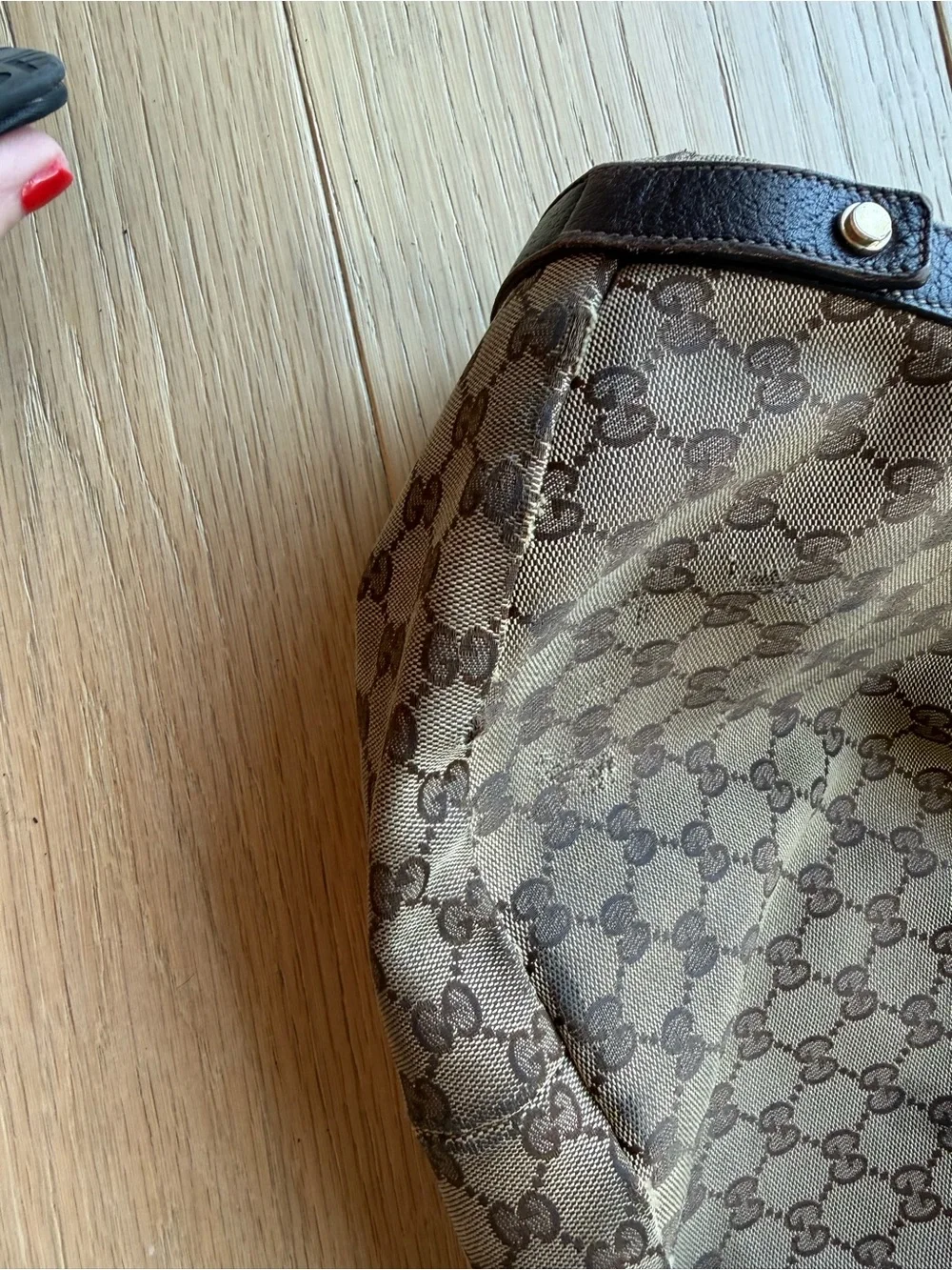 Gucci Beige Brown GG Canvas Shoulder Bag